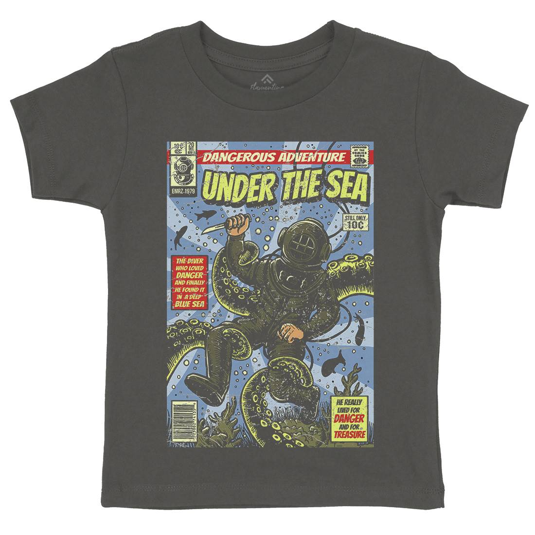 Under The Sea Kids Organic Crew Neck T-Shirt Navy A585