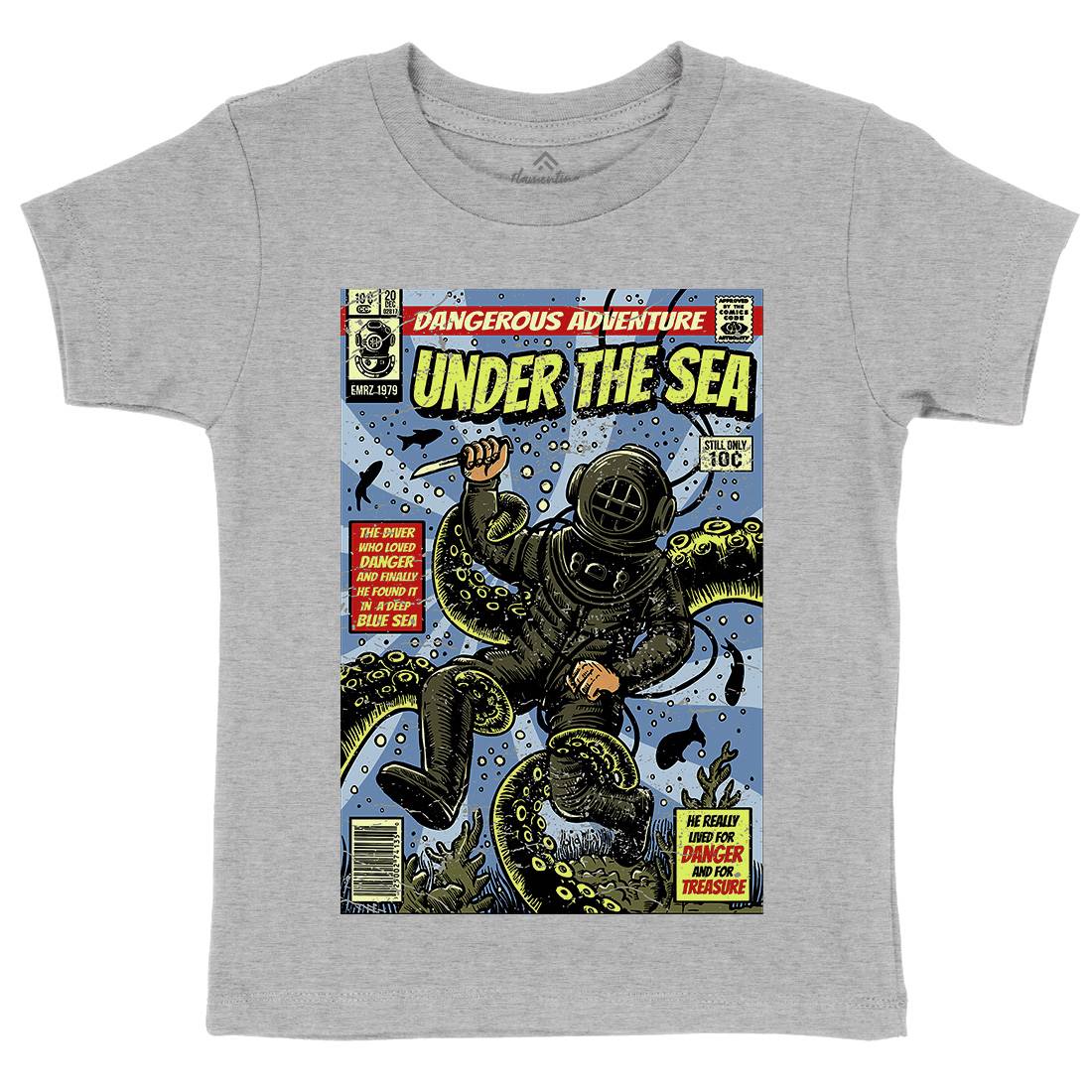 Under The Sea Kids Organic Crew Neck T-Shirt Navy A585