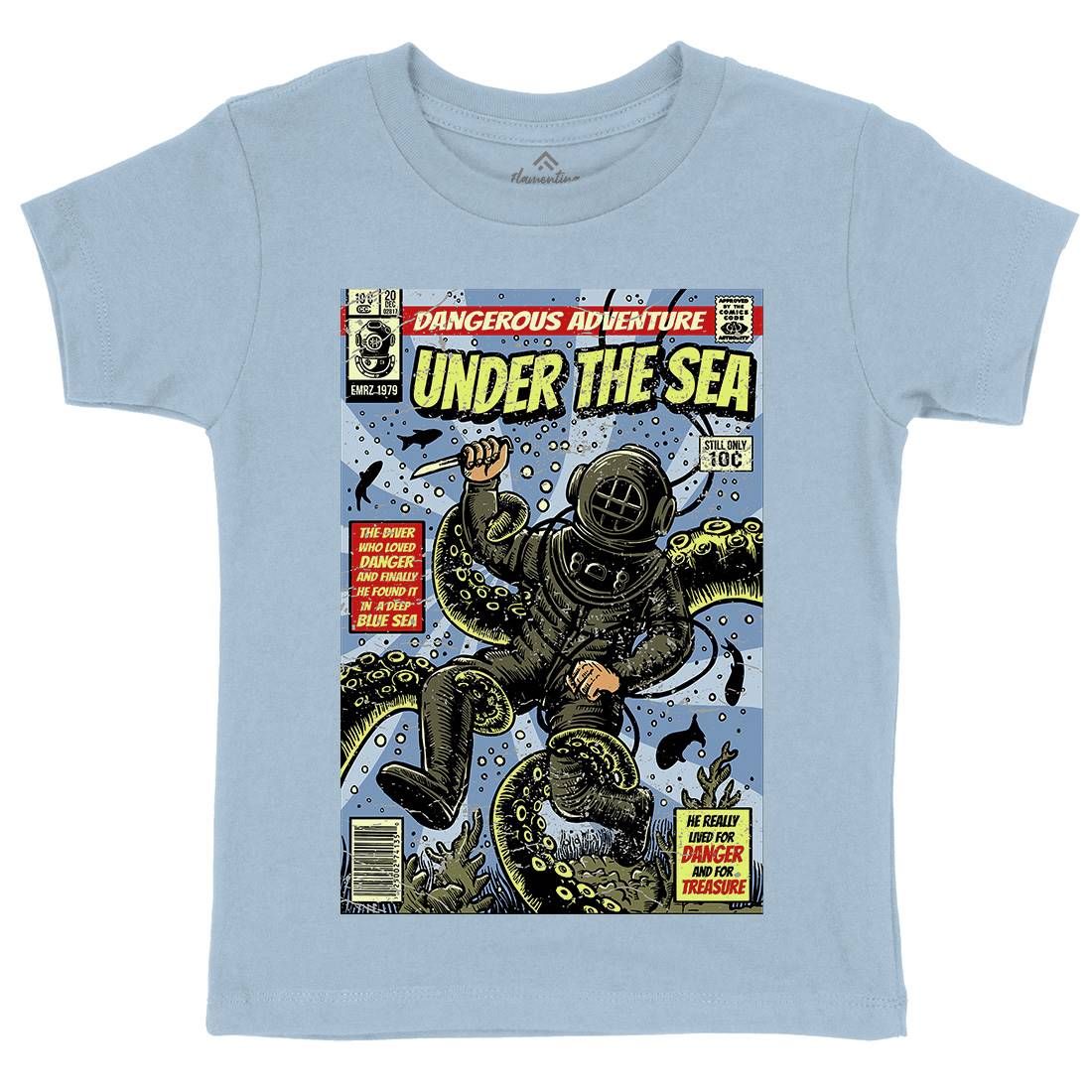 Under The Sea Kids Organic Crew Neck T-Shirt Navy A585