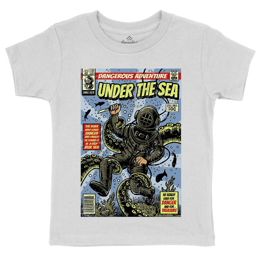 Under The Sea Kids Organic Crew Neck T-Shirt Navy A585