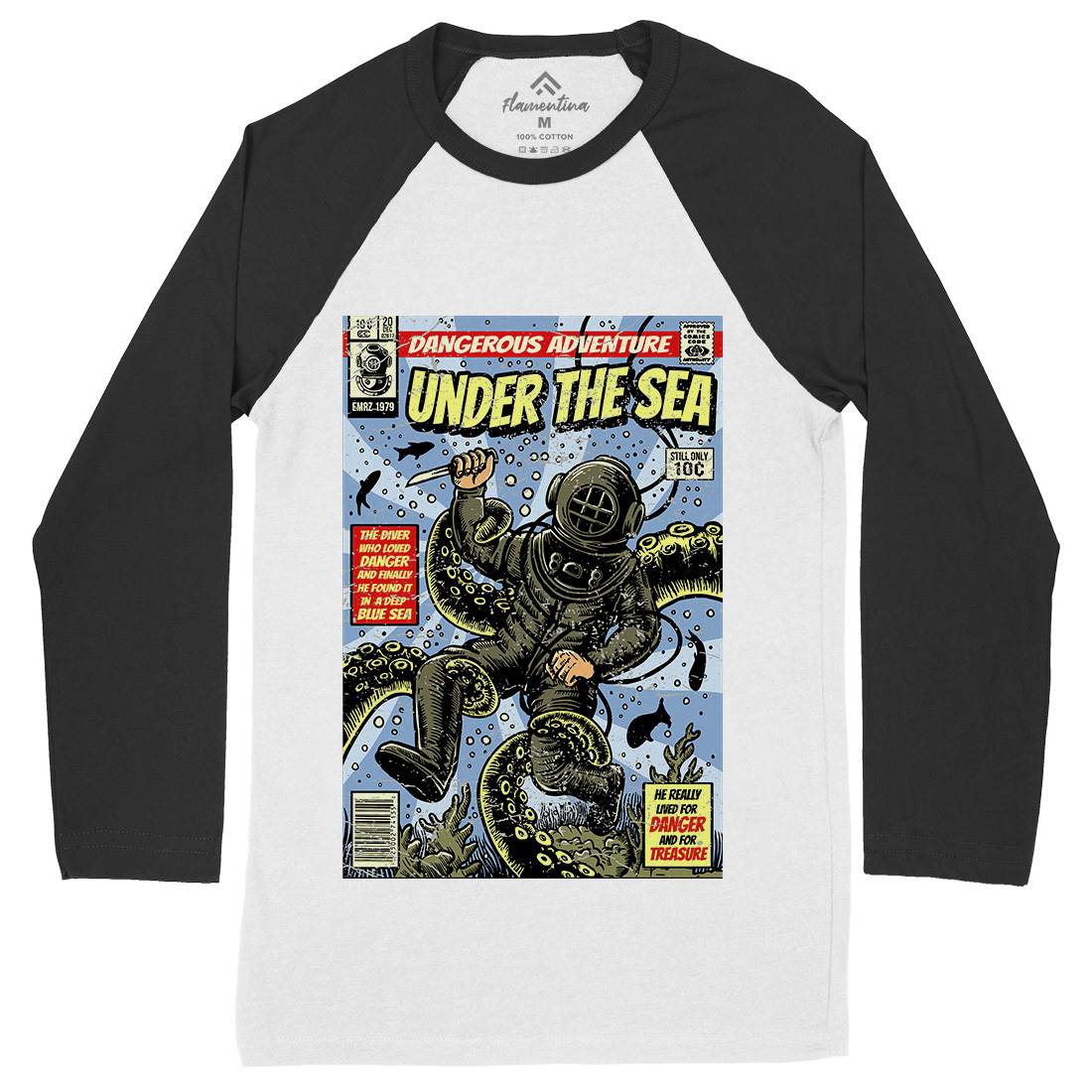 Under The Sea Mens Long Sleeve Baseball T-Shirt Navy A585