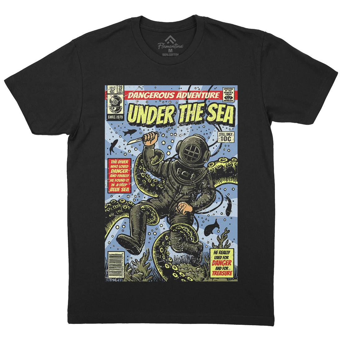Under The Sea Mens Crew Neck T-Shirt Navy A585