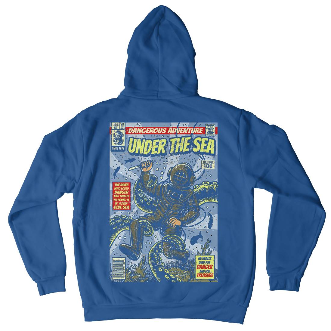 Under The Sea Mens Hoodie With Pocket Navy A585