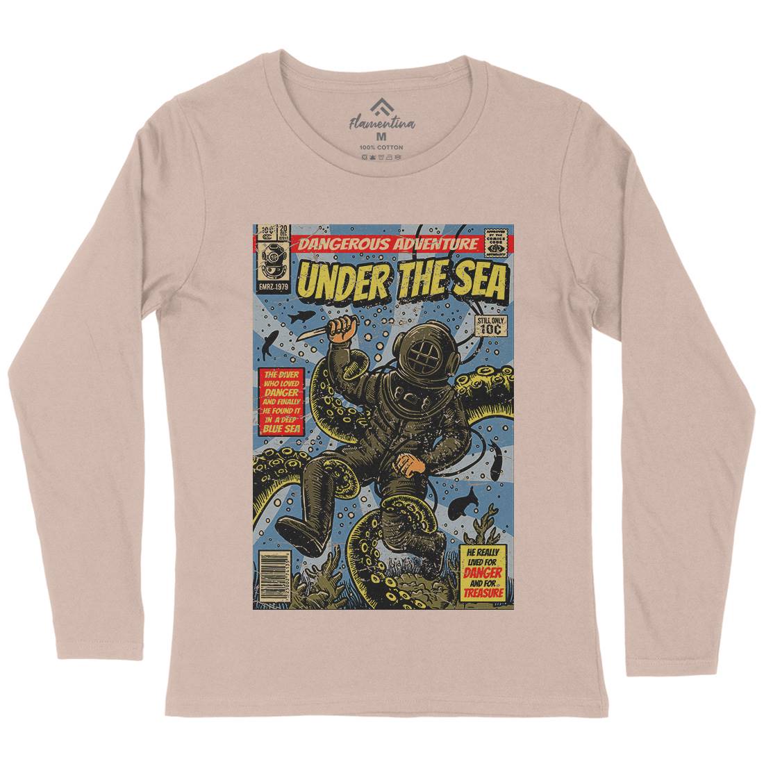 Under The Sea Womens Long Sleeve T-Shirt Navy A585