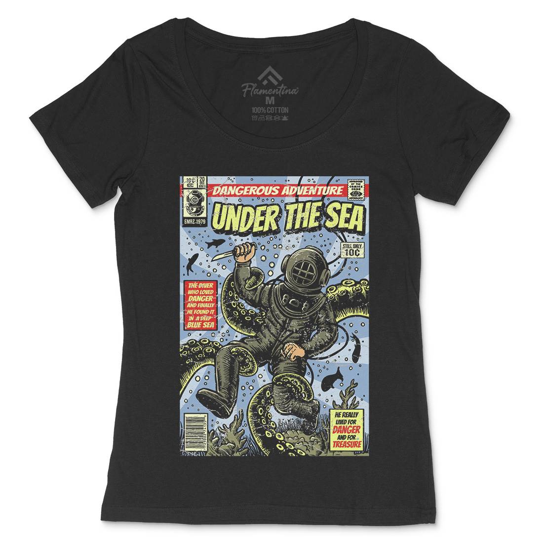 Under The Sea Womens Scoop Neck T-Shirt Navy A585