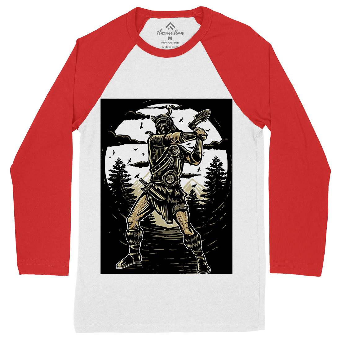 Viking Knight Mens Long Sleeve Baseball T-Shirt Warriors A586