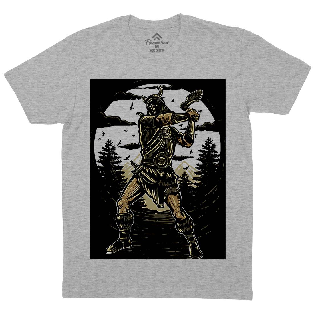 Viking Knight Mens Organic Crew Neck T-Shirt Warriors A586