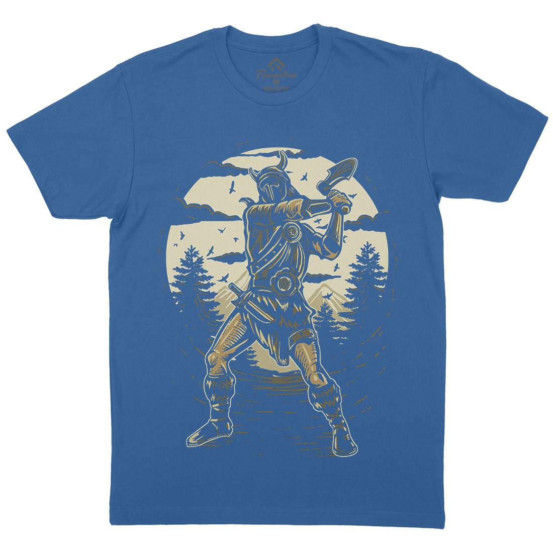 Viking Knight Mens Organic Crew Neck T-Shirt Warriors A586