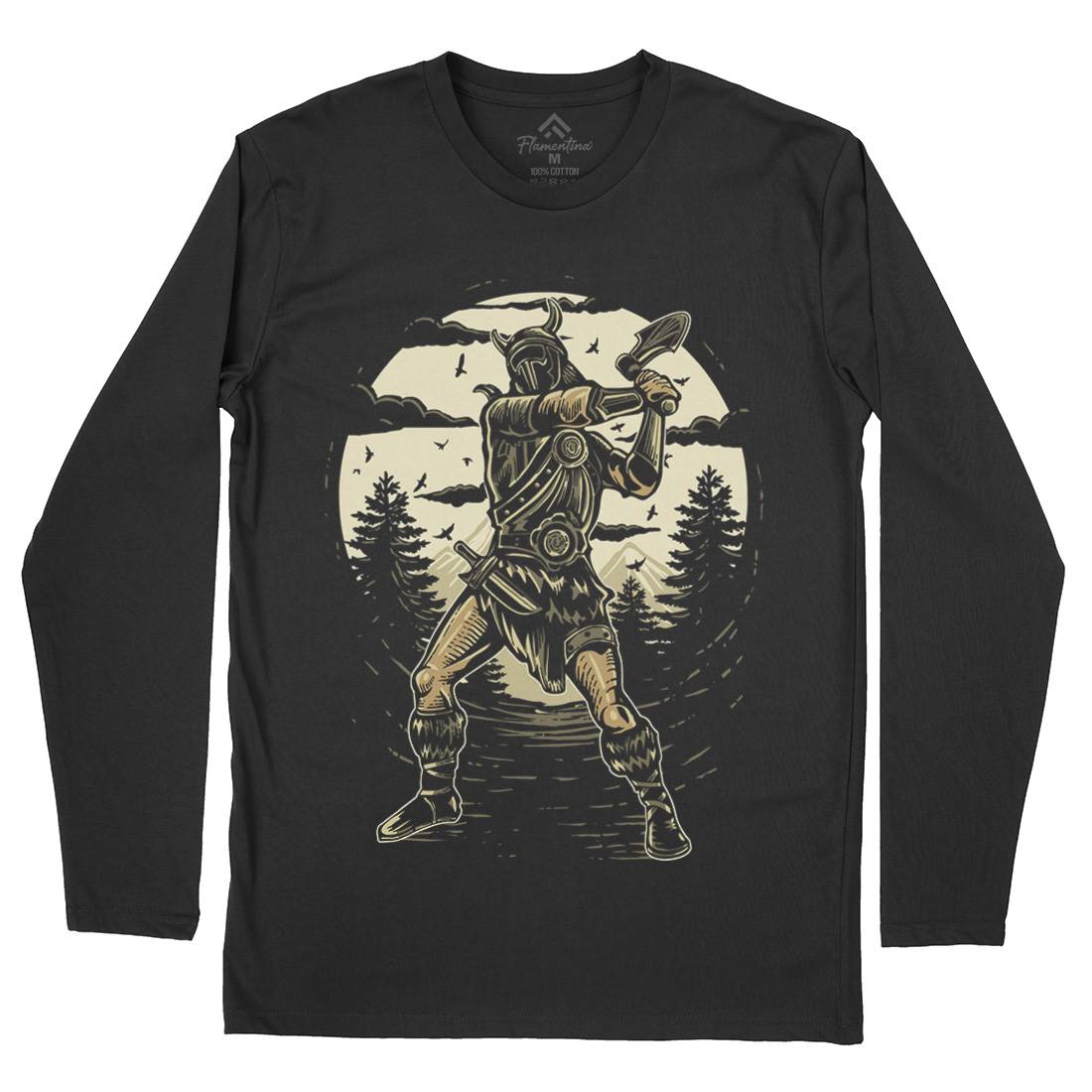 Viking Knight Mens Long Sleeve T-Shirt Warriors A586