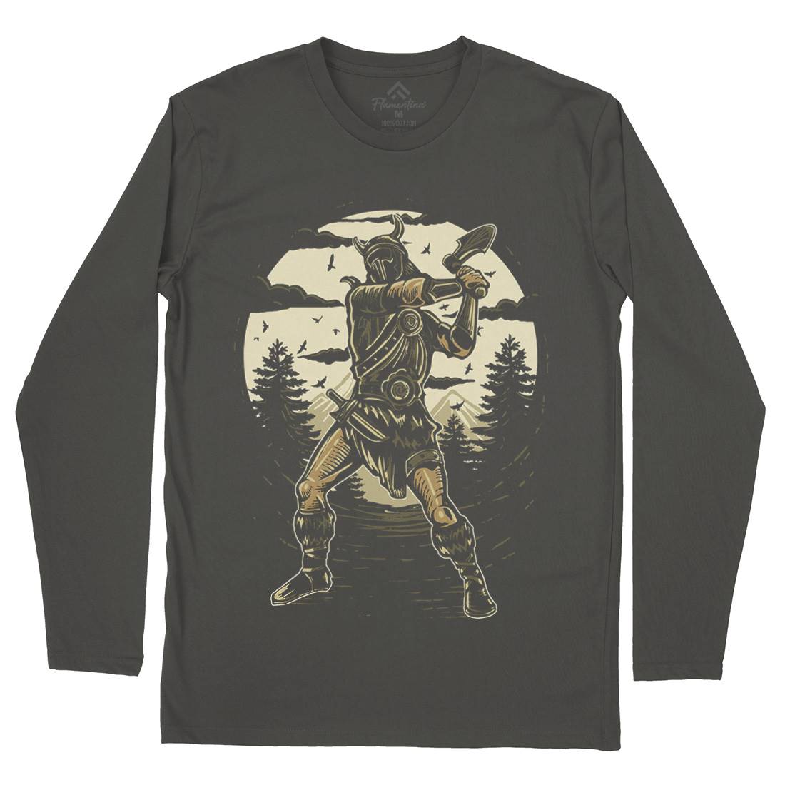 Viking Knight Mens Long Sleeve T-Shirt Warriors A586