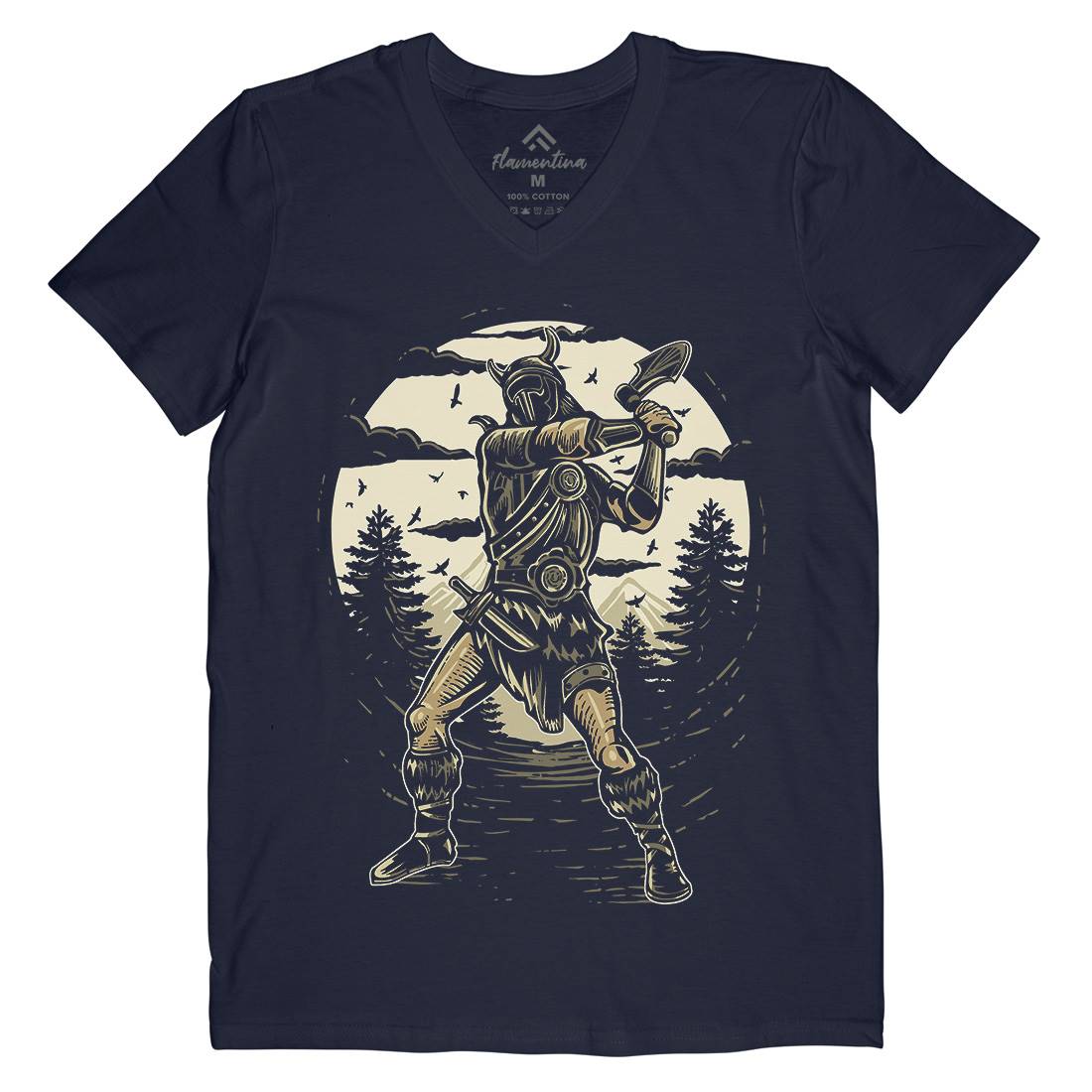 Viking Knight Mens V-Neck T-Shirt Warriors A586