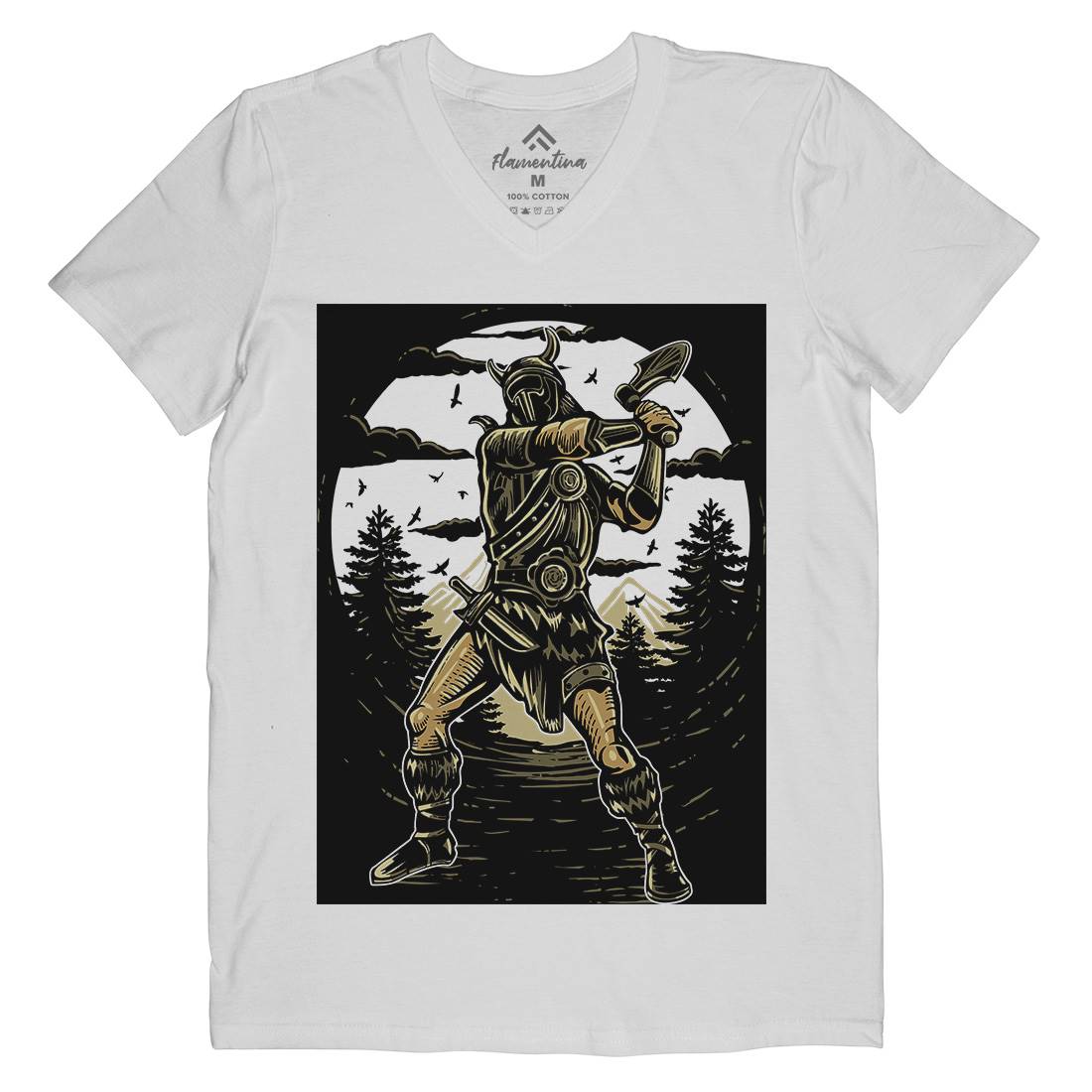 Viking Knight Mens V-Neck T-Shirt Warriors A586