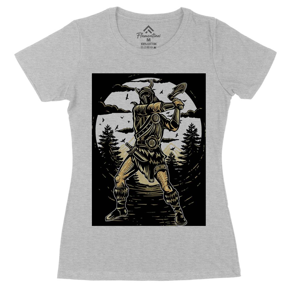 Viking Knight Womens Organic Crew Neck T-Shirt Warriors A586