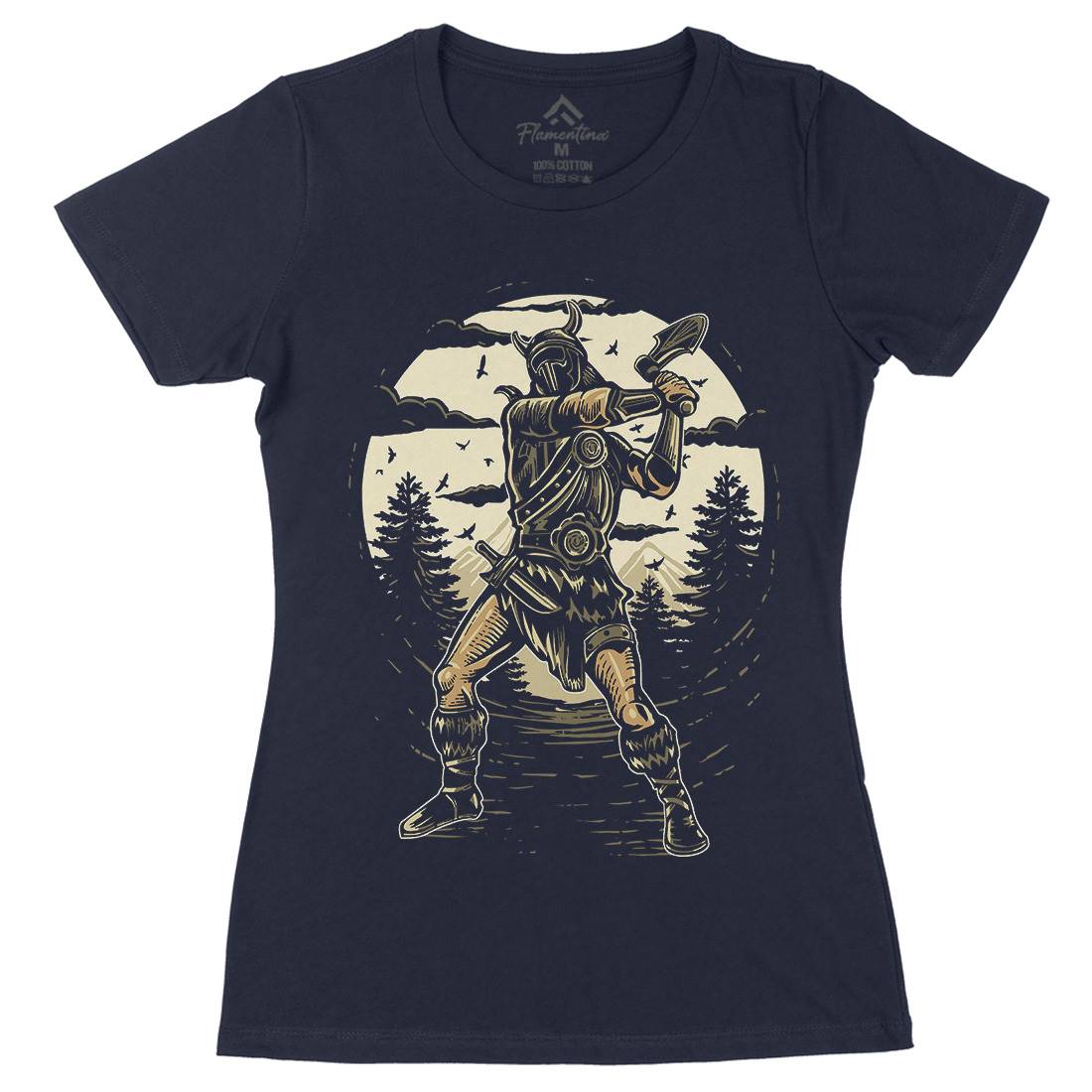 Viking Knight Womens Organic Crew Neck T-Shirt Warriors A586