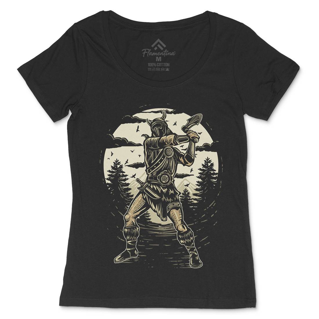 Viking Knight Womens Scoop Neck T-Shirt Warriors A586