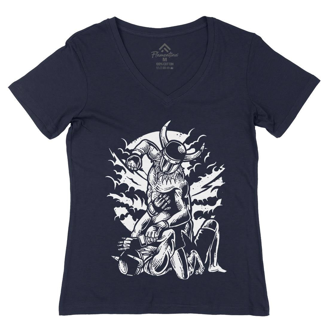 Viking Mma Womens Organic V-Neck T-Shirt Warriors A587