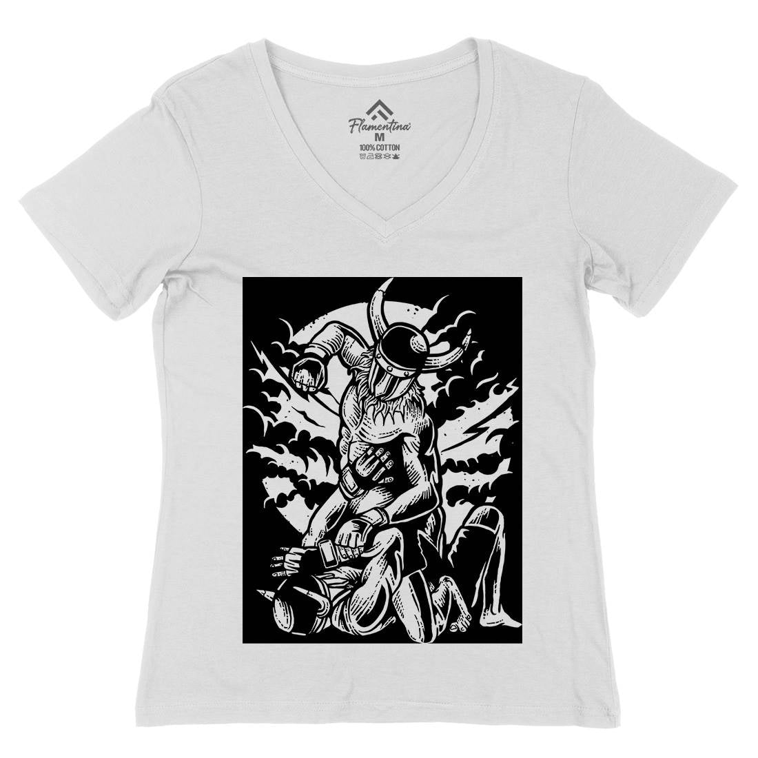 Viking Mma Womens Organic V-Neck T-Shirt Warriors A587