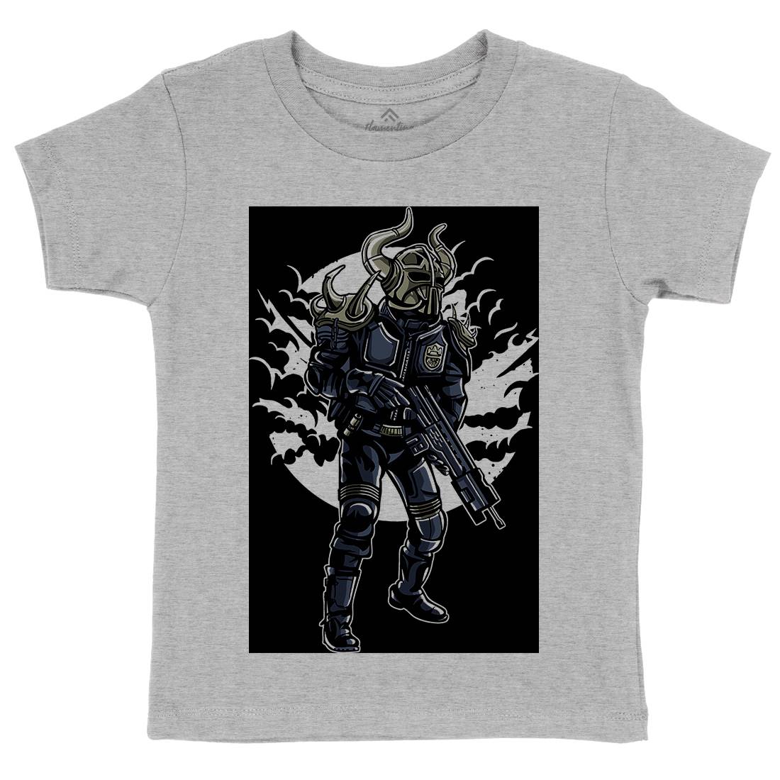 Viking Soldier Kids Organic Crew Neck T-Shirt Warriors A588