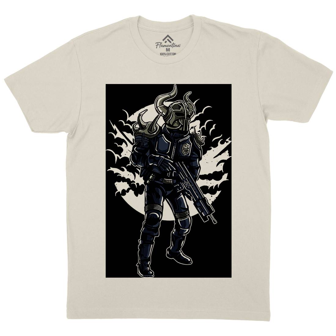 Viking Soldier Mens Organic Crew Neck T-Shirt Warriors A588