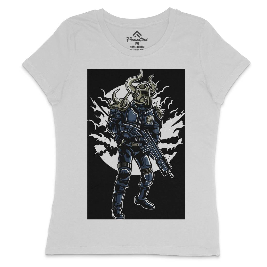 Viking Soldier Womens Crew Neck T-Shirt Warriors A588