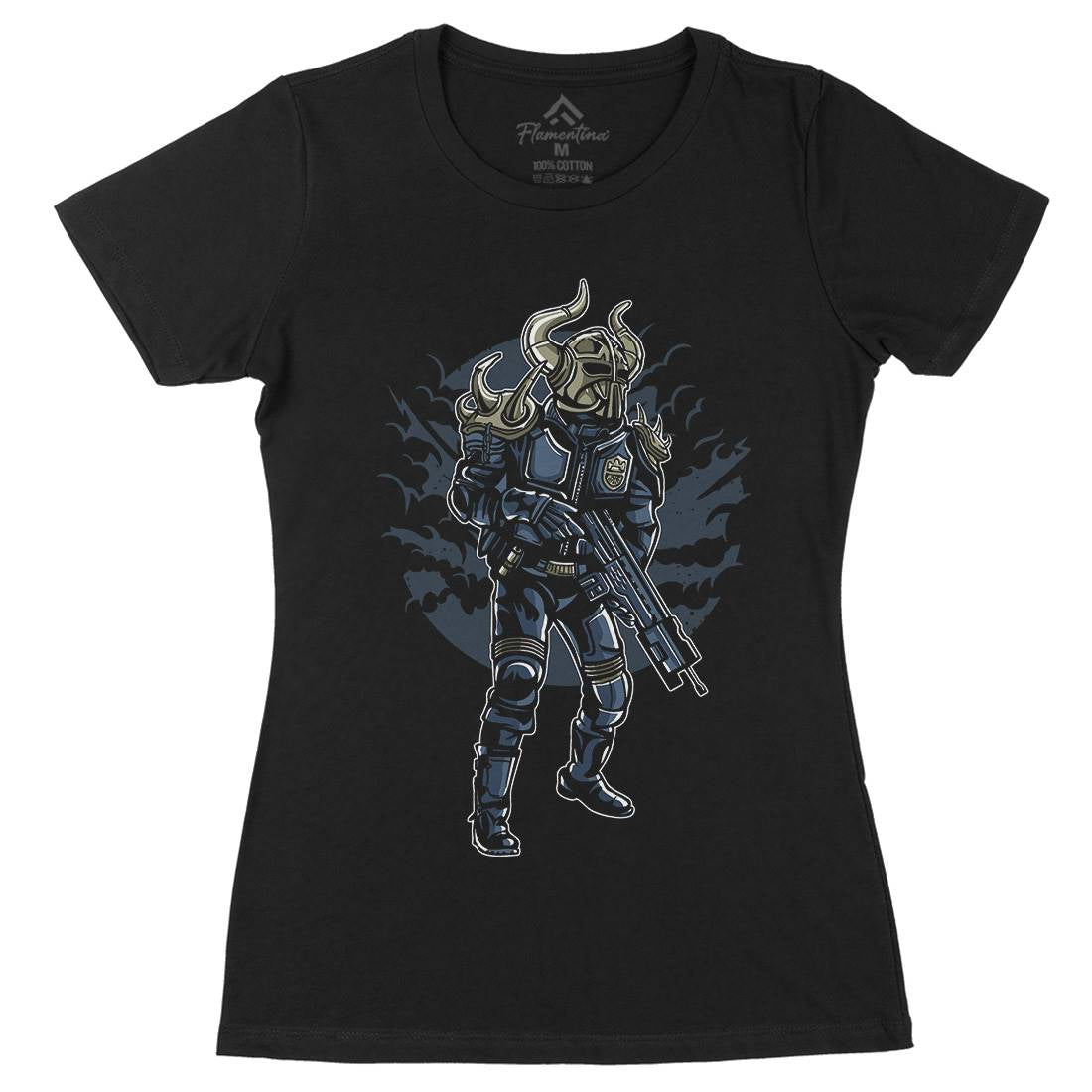 Viking Soldier Womens Organic Crew Neck T-Shirt Warriors A588