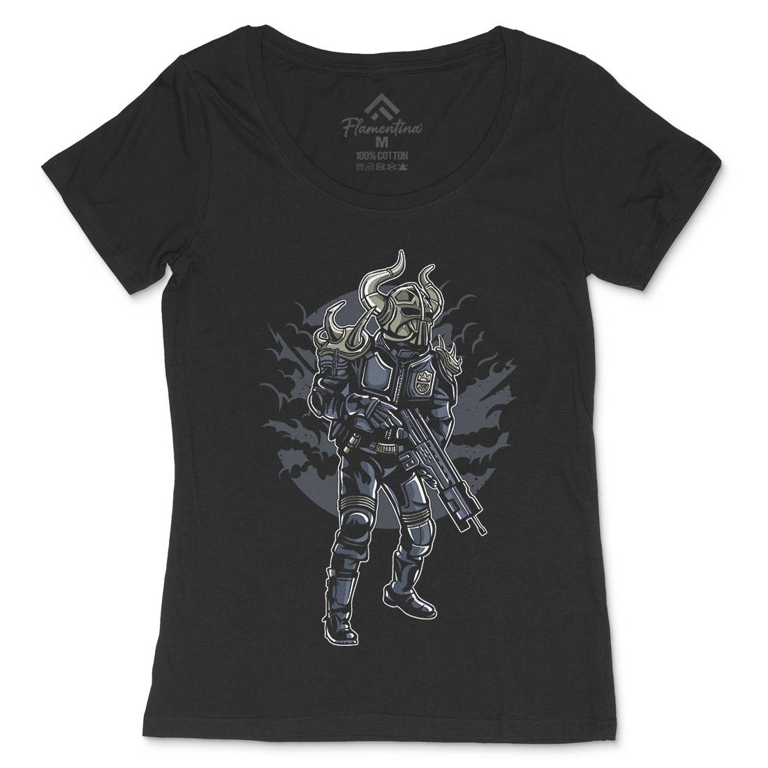 Viking Soldier Womens Scoop Neck T-Shirt Warriors A588