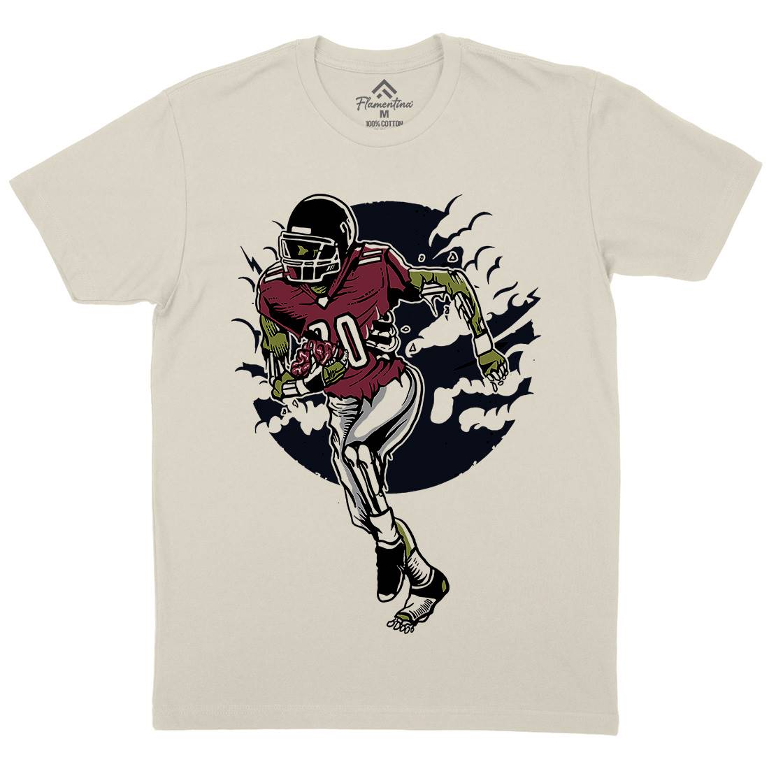 Zombie Football Mens Organic Crew Neck T-Shirt Sport A590