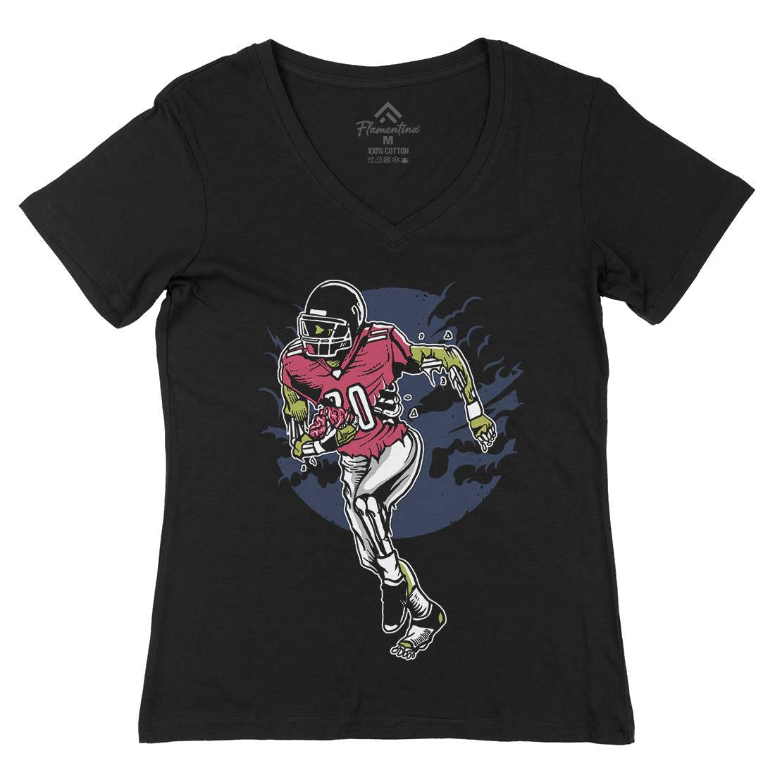 Zombie Football Womens Organic V-Neck T-Shirt Sport A590