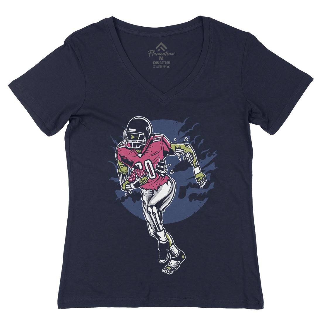 Zombie Football Womens Organic V-Neck T-Shirt Sport A590