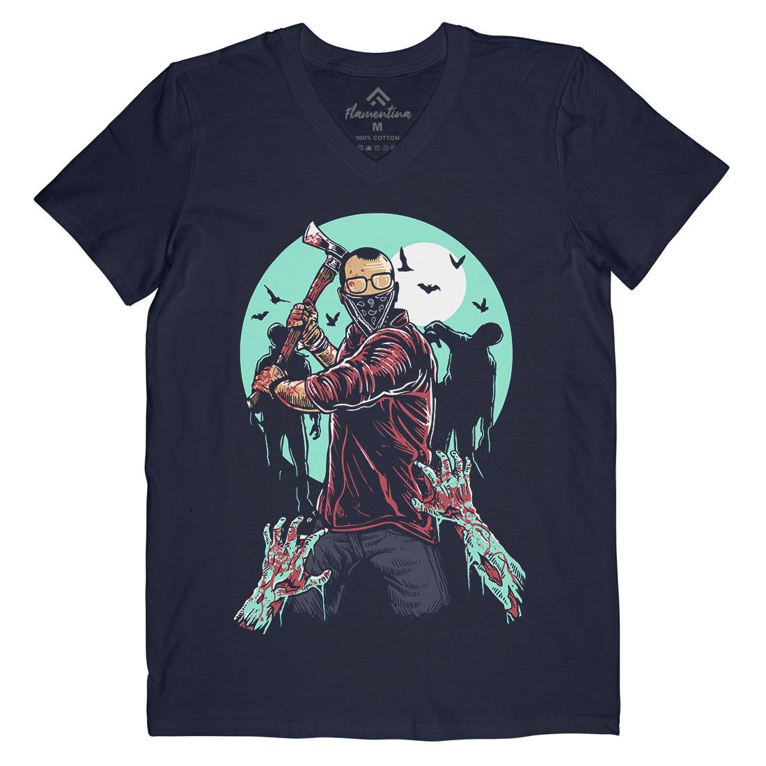 Zombie Killer Mens Organic V-Neck T-Shirt Horror A591