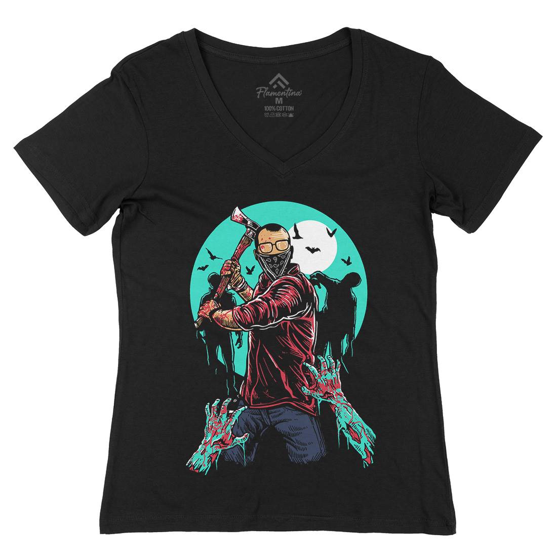 Zombie Killer Womens Organic V-Neck T-Shirt Horror A591