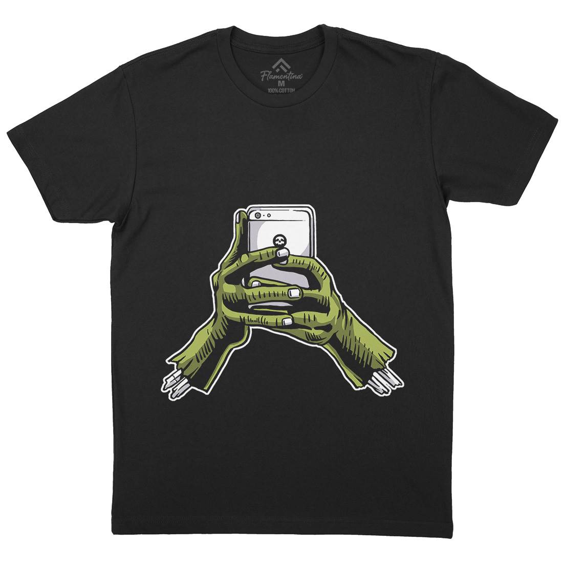 Zombie Phone Mens Organic Crew Neck T-Shirt Media A593