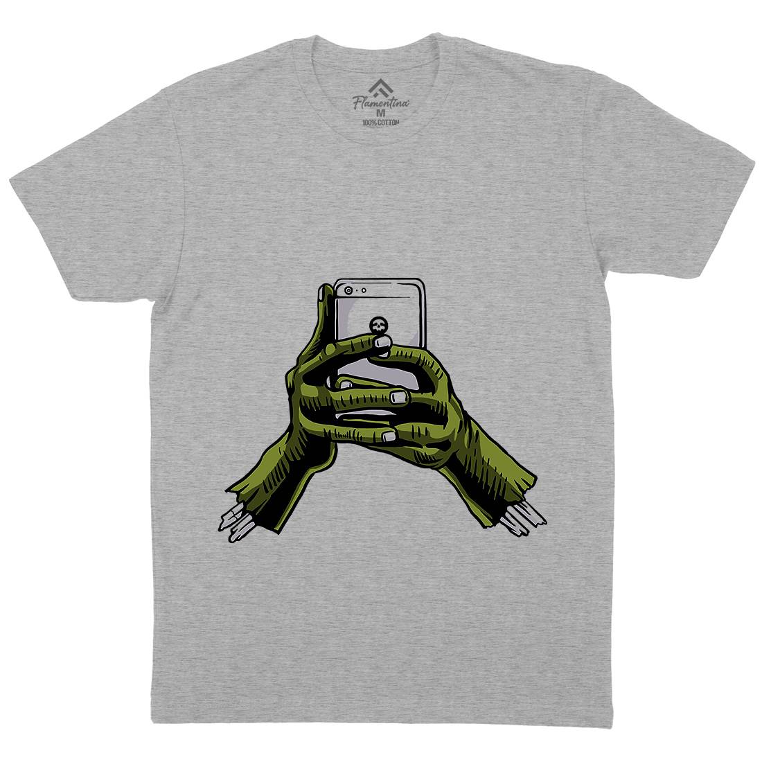 Zombie Phone Mens Organic Crew Neck T-Shirt Media A593