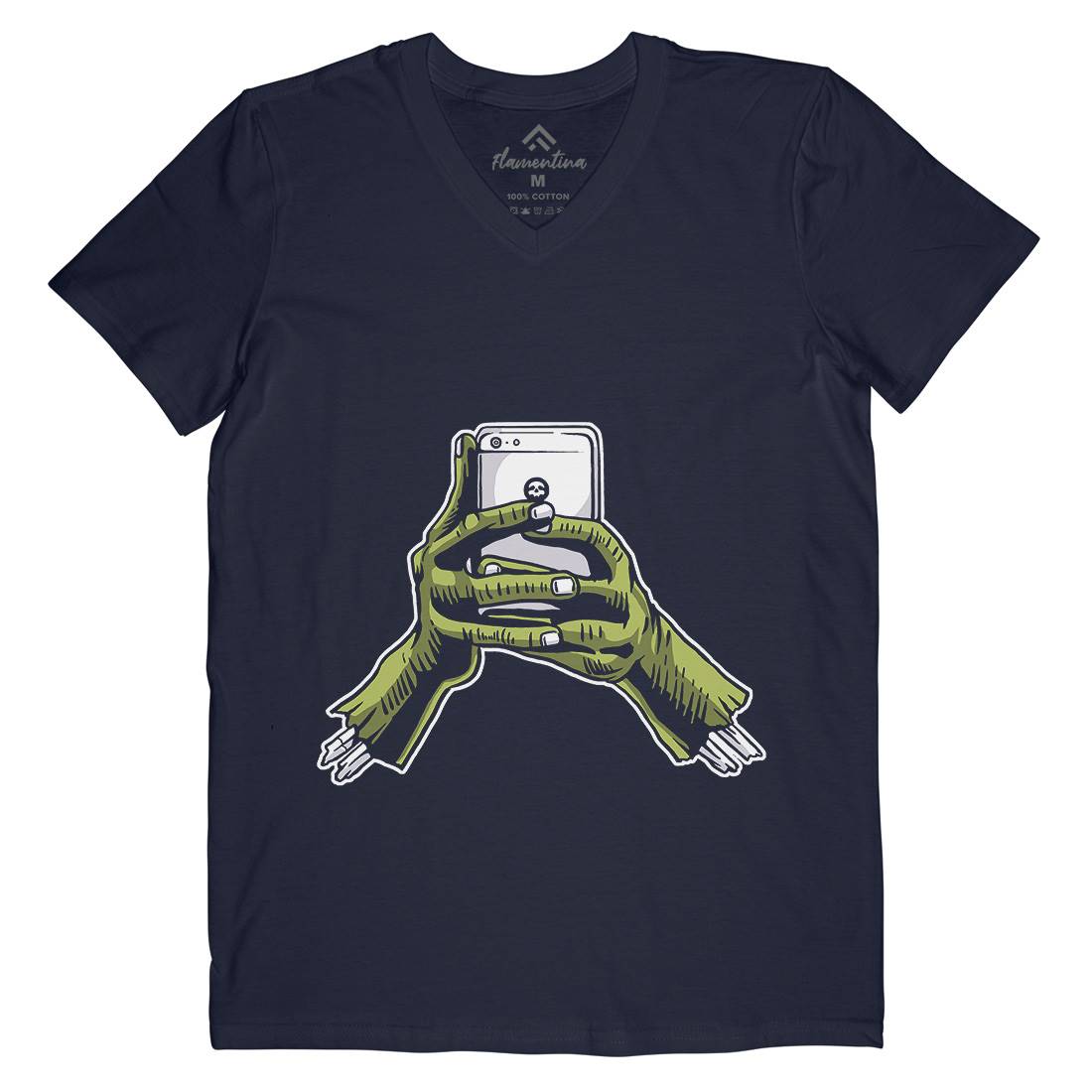 Zombie Phone Mens V-Neck T-Shirt Media A593