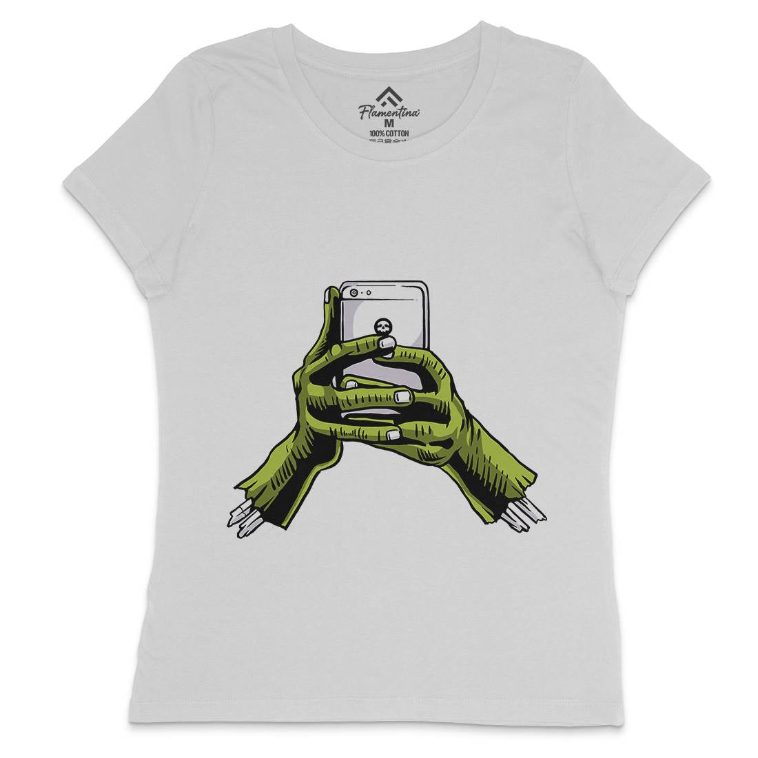 Zombie Phone Womens Crew Neck T-Shirt Media A593