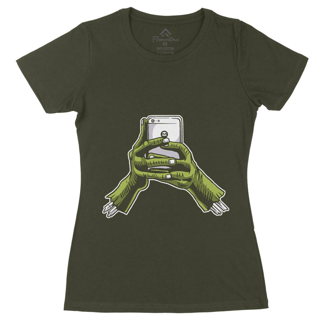 Zombie Phone Womens Organic Crew Neck T-Shirt Media A593