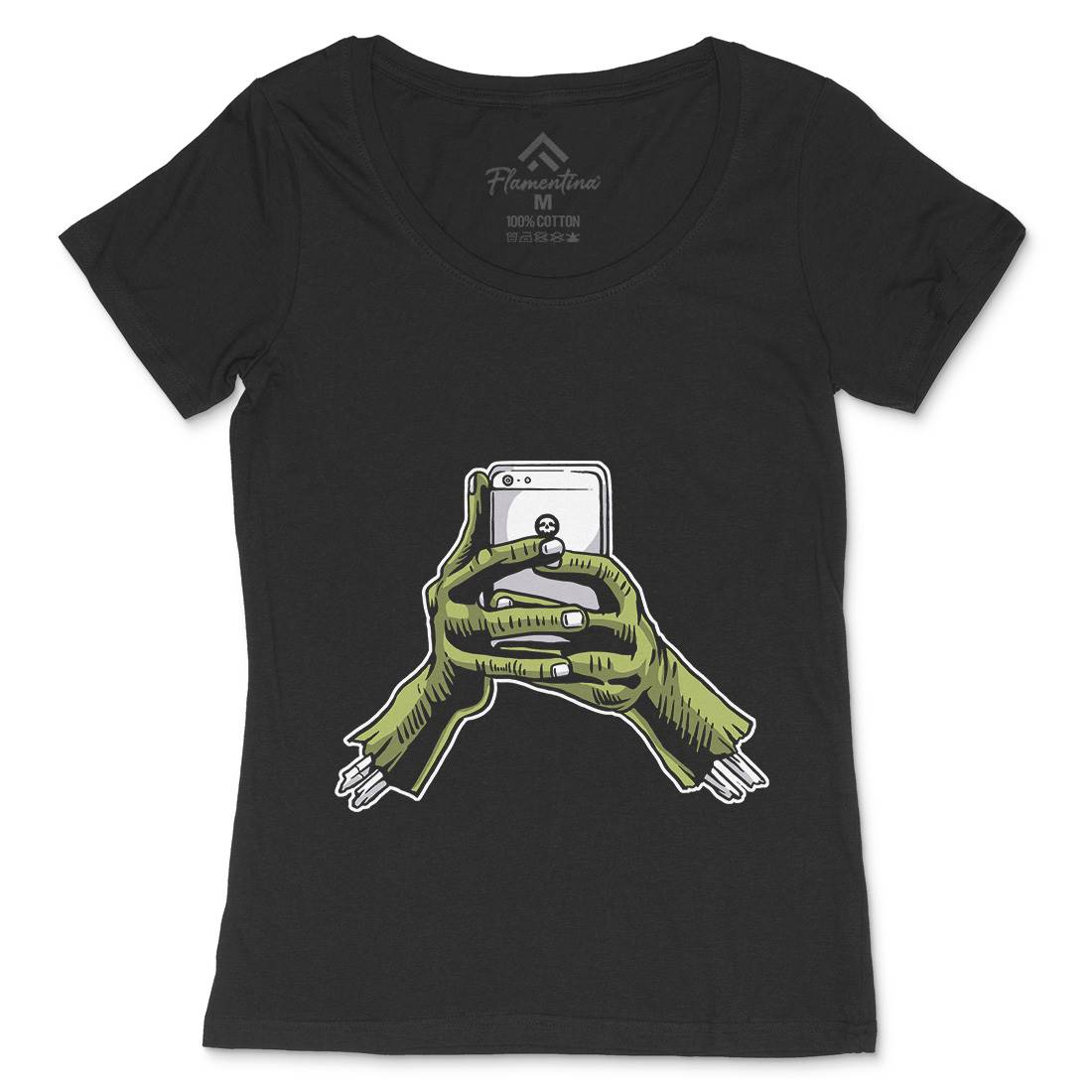 Zombie Phone Womens Scoop Neck T-Shirt Media A593