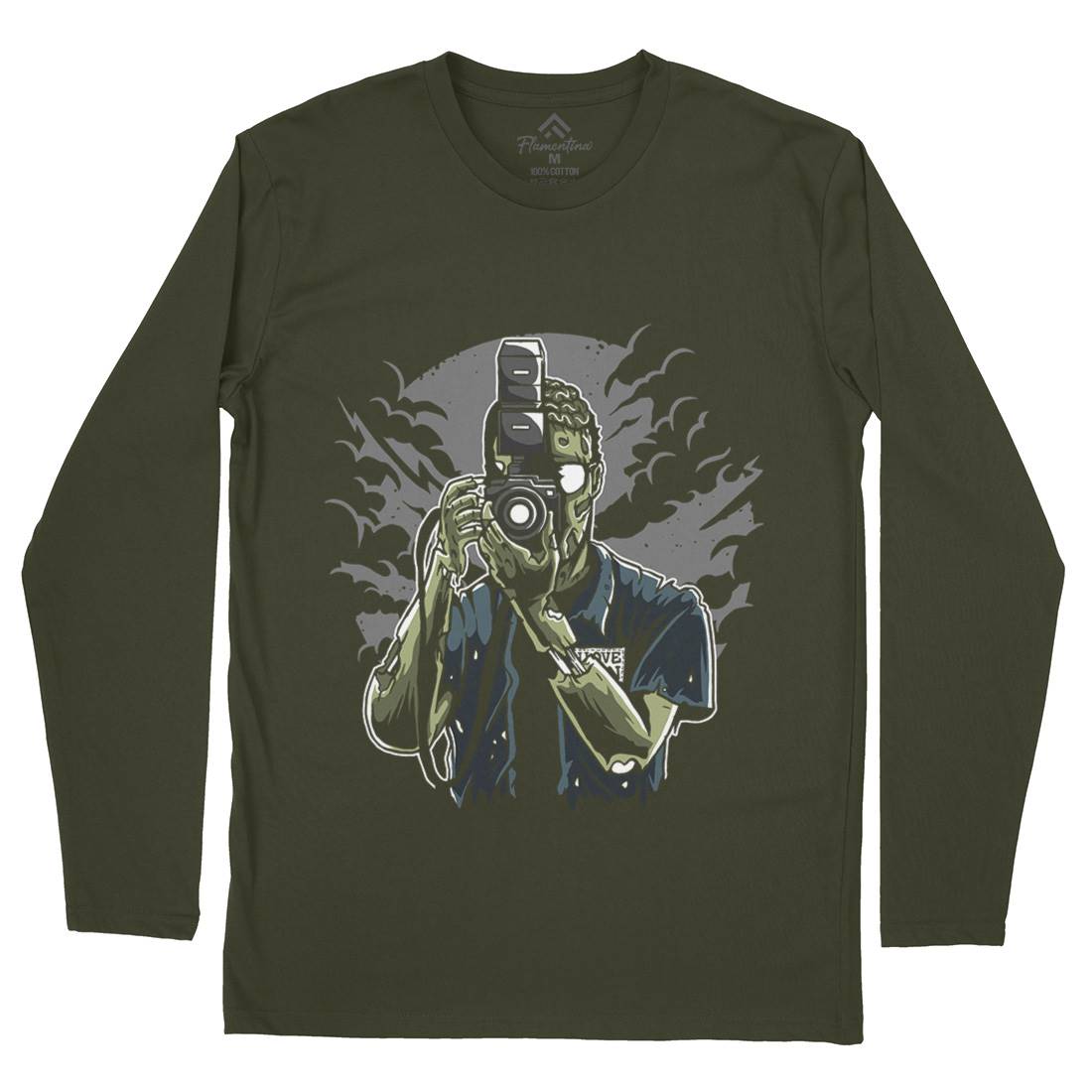 Zombie Photographer Mens Long Sleeve T-Shirt Media A594