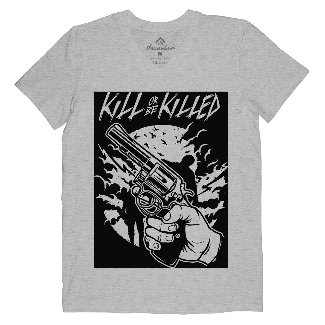 Zombie Shooter Mens V-Neck T-Shirt Horror A596