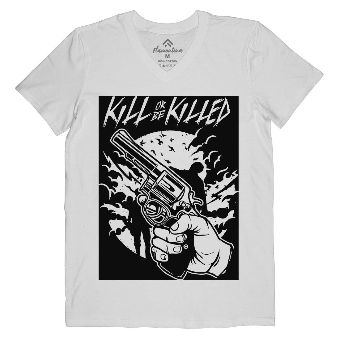 Zombie Shooter Mens V-Neck T-Shirt Horror A596