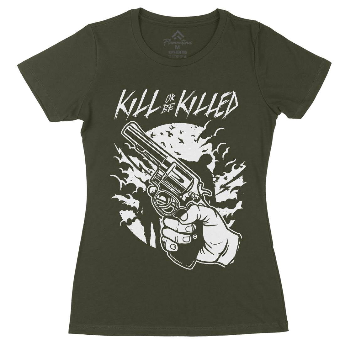 Zombie Shooter Womens Organic Crew Neck T-Shirt Horror A596