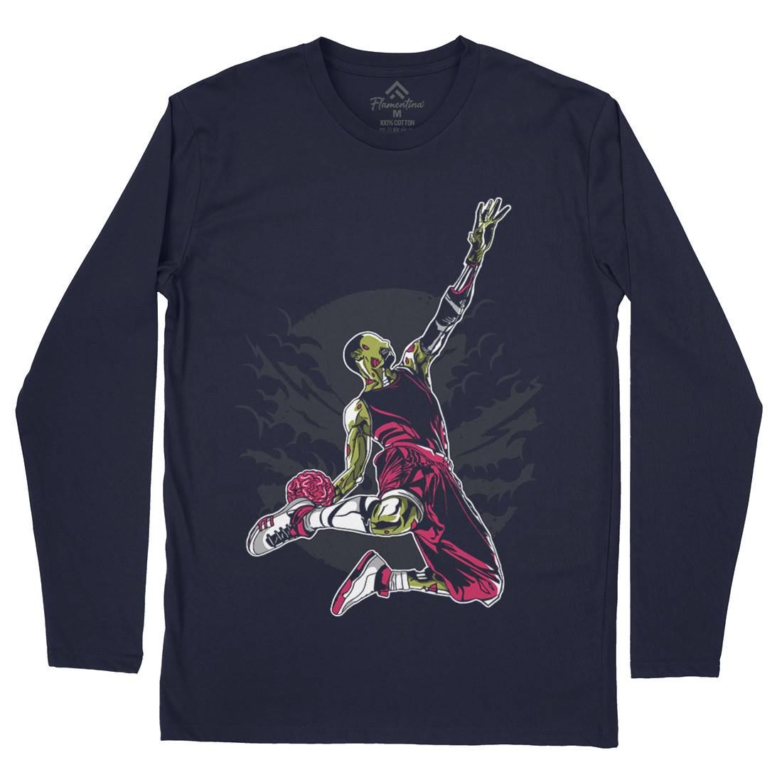 Zombie Slam Dunk Mens Long Sleeve T-Shirt Sport A597