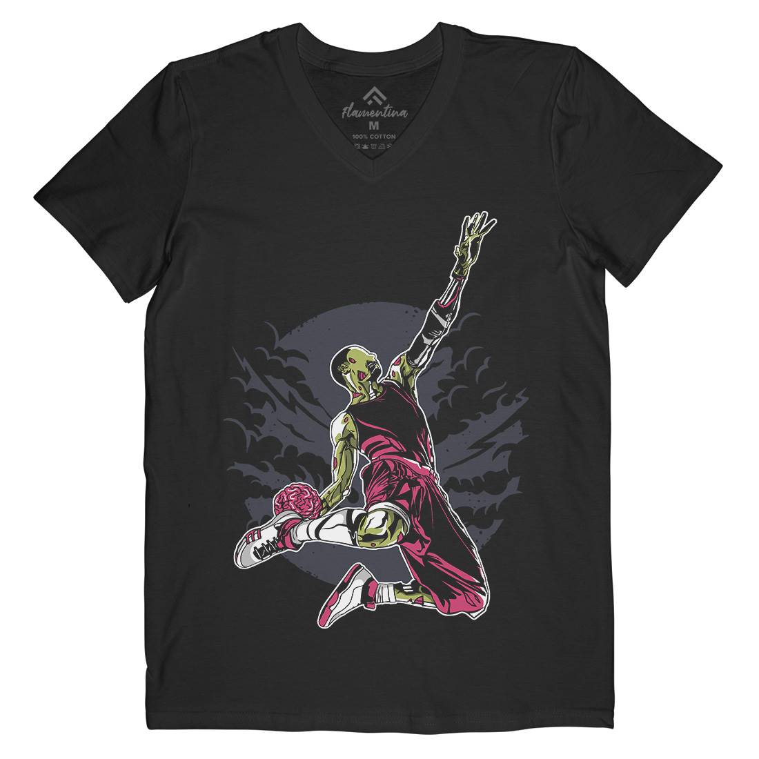Zombie Slam Dunk Mens Organic V-Neck T-Shirt Sport A597