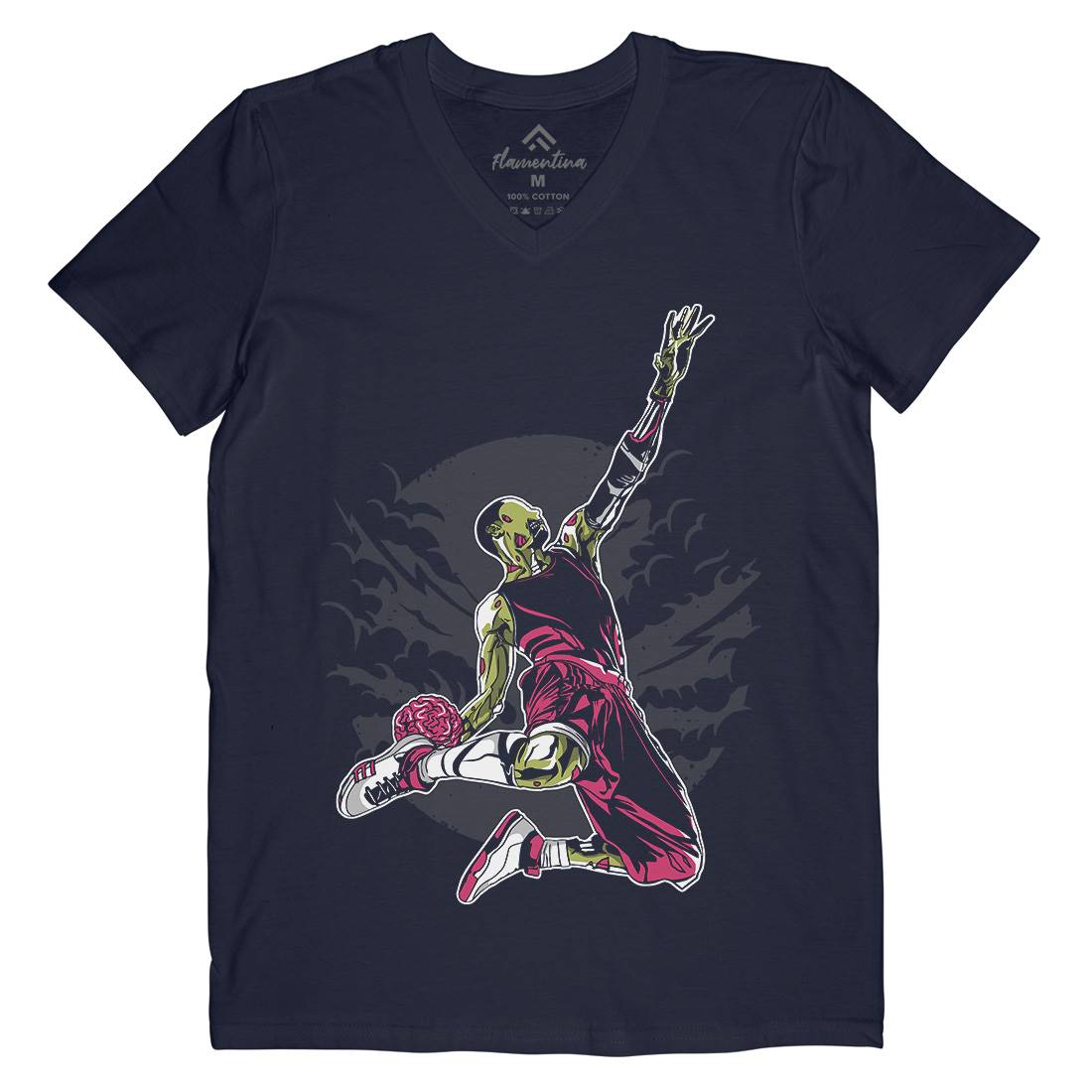Zombie Slam Dunk Mens V-Neck T-Shirt Sport A597