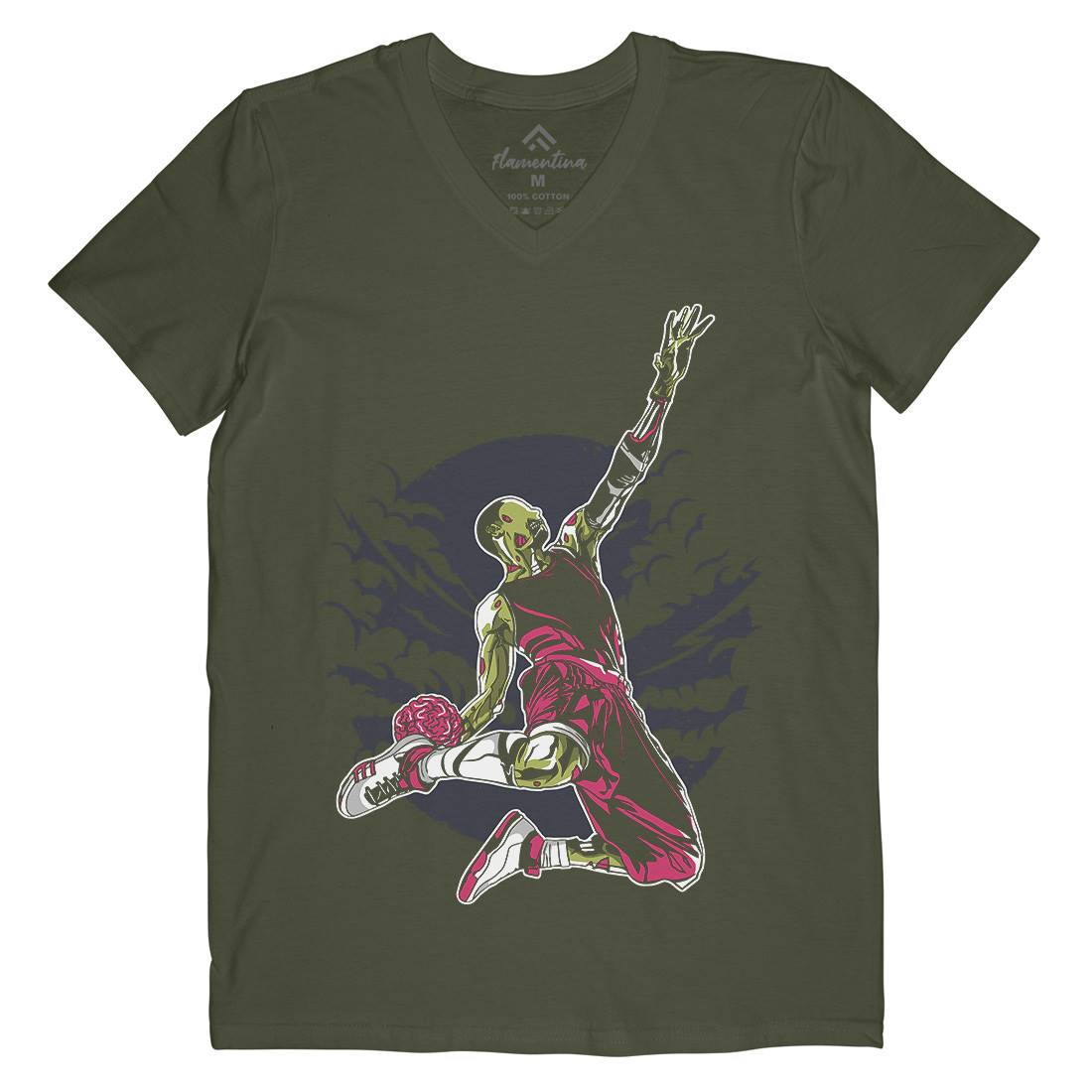 Zombie Slam Dunk Mens Organic V-Neck T-Shirt Sport A597