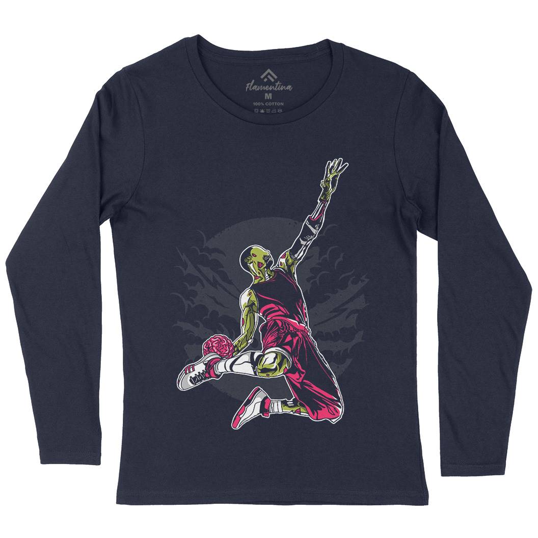 Zombie Slam Dunk Womens Long Sleeve T-Shirt Sport A597