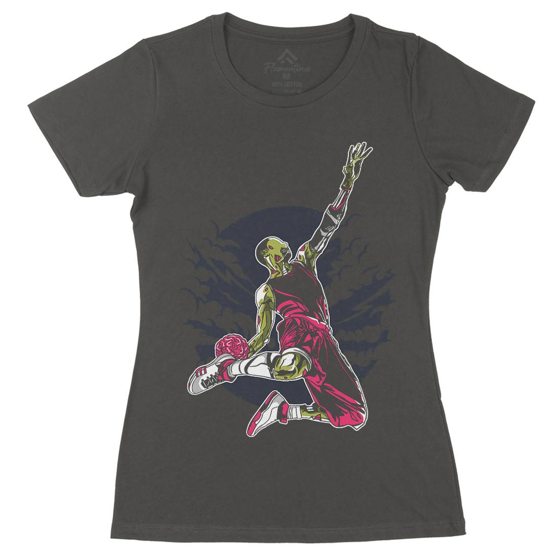 Zombie Slam Dunk Womens Organic Crew Neck T-Shirt Sport A597