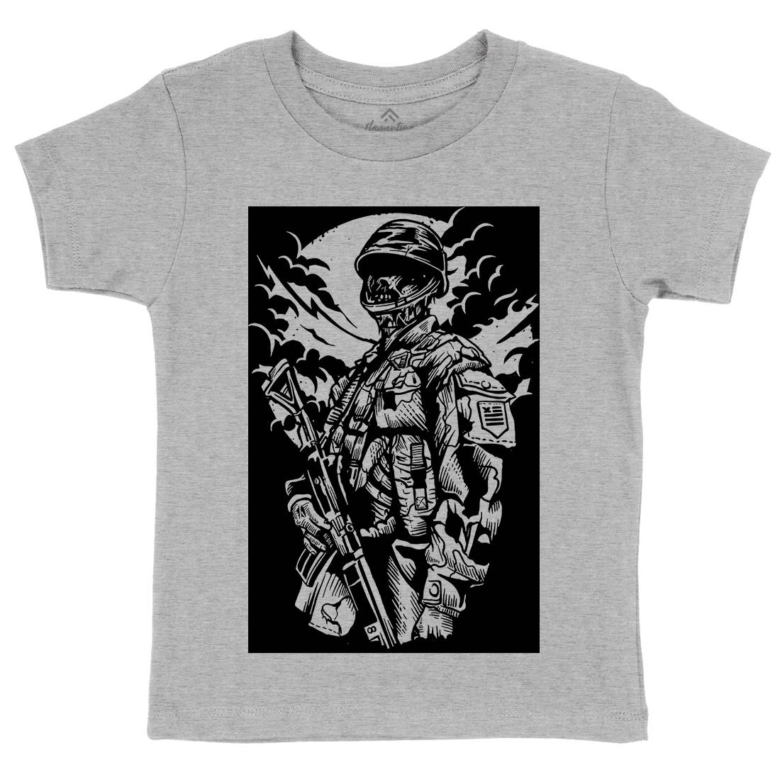 Zombie Soldier Kids Crew Neck T-Shirt Army A599