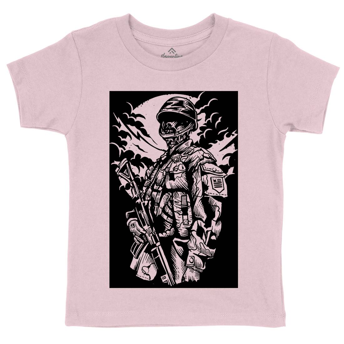 Zombie Soldier Kids Organic Crew Neck T-Shirt Army A599