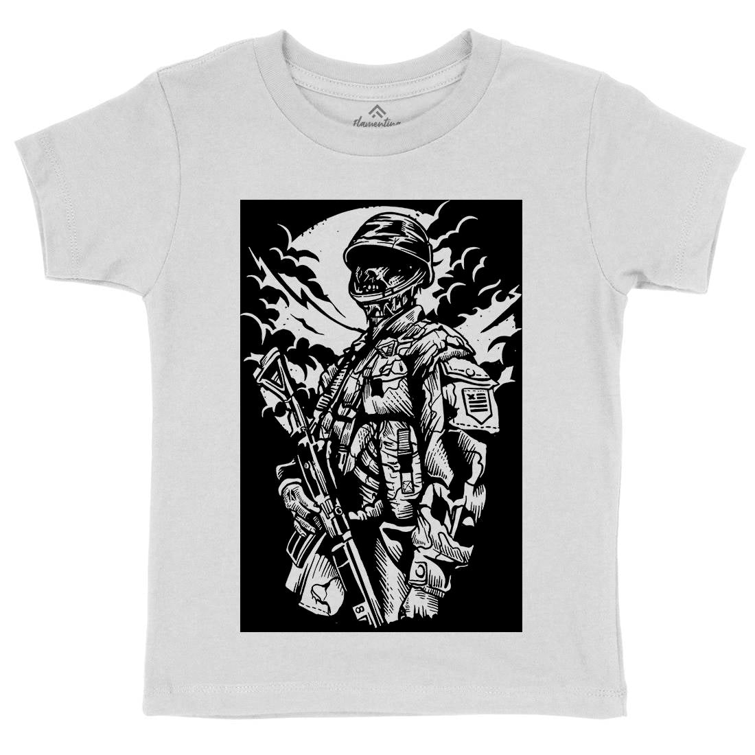 Zombie Soldier Kids Organic Crew Neck T-Shirt Army A599